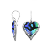 AE-6196-AB Sterling Silver Heart Shape Earring With Abalone Shell Jewelry Bali Designs Inc